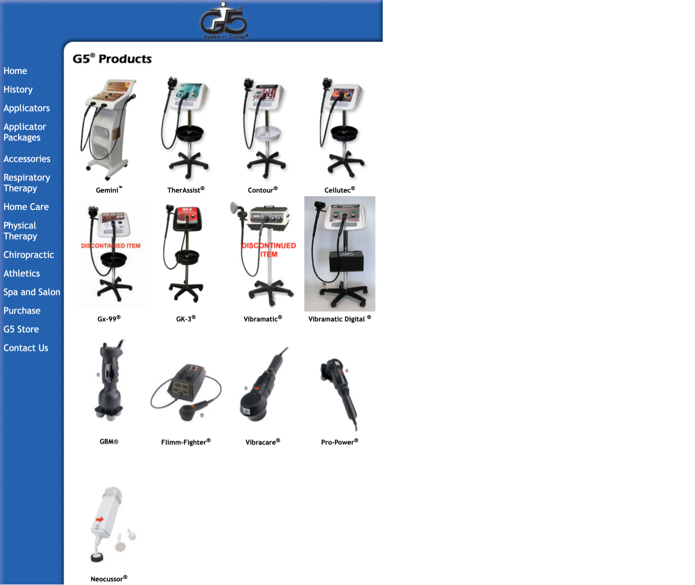 G5 Original Site - Products Page